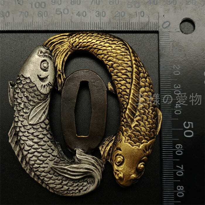 楽天市場】日本刀装具 刀鍔 双魚図 銅地 金工 細工 鍔 つば 居合用