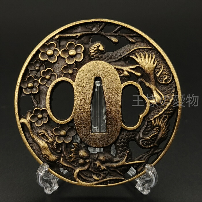 楽天市場】日本刀装具 刀鍔 龍桜図 合金製 金工 細工 鍔 つば 居合用