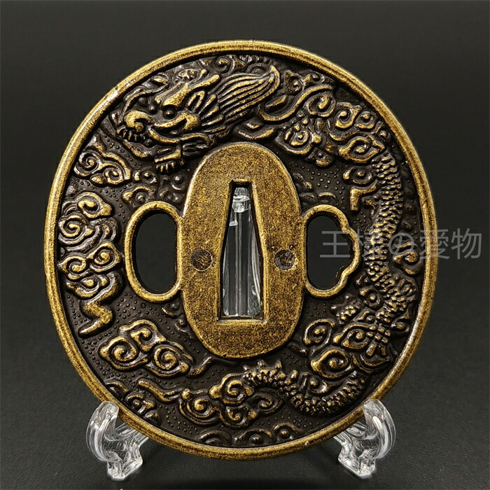 B-55 鍔 大型鍔 鉄地 武具 刀装具 日本刀 骨董品 時代物 美術品 工芸品