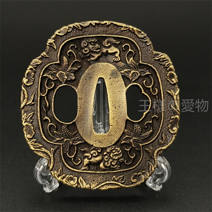 刀装具 鍔（つば） 彫金細工 風景図 鉄製 アンティーク 刀装具 鍔