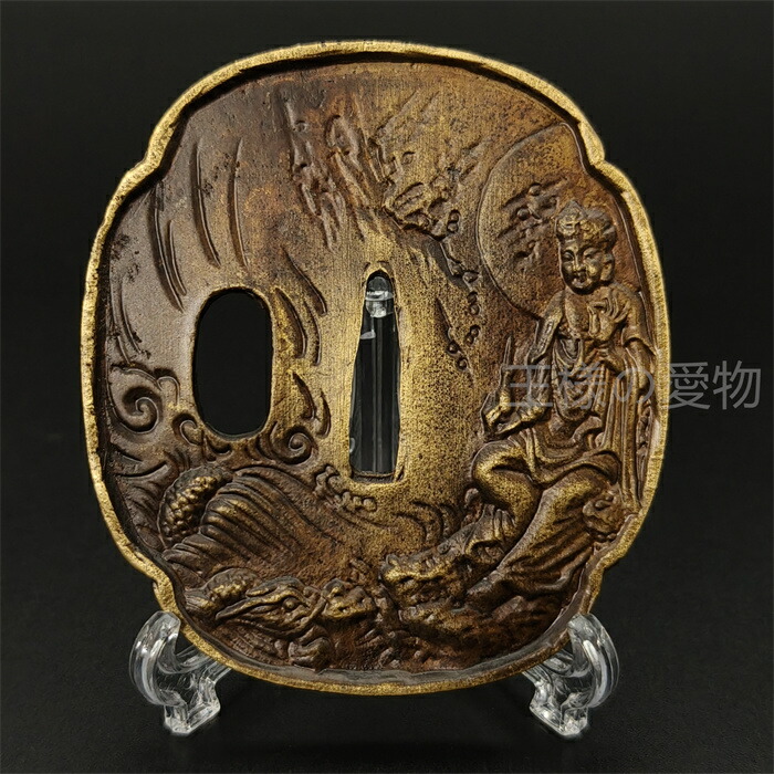 楽天市場】日本刀装具 刀鍔 仏と龍図 合金製 金工 細工 鍔 つば 居合用