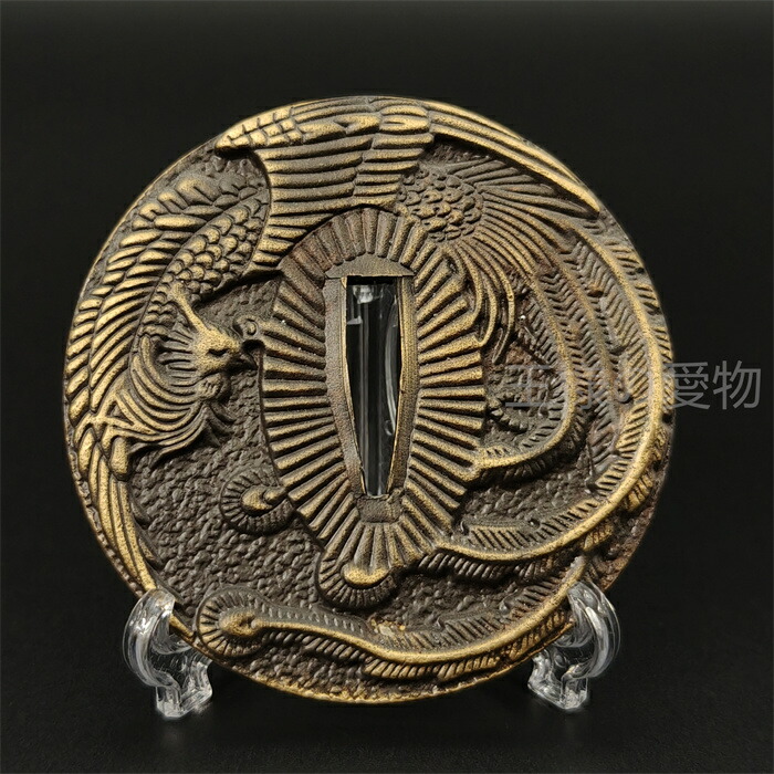 楽天市場】日本刀装具 刀鍔 朱雀図 合金製 金工 細工 鍔 つば 居合用