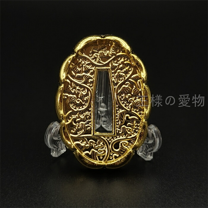 楽天市場】日本刀装具 唐草紋の図 金色 短刀鍔 合金製 現代品 鍔 刀の