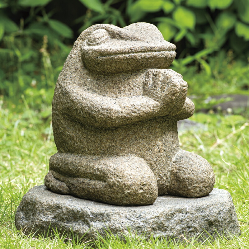 楽天市場】御影石 総手彫り 彫刻 『 合掌蛙 』 庭園 玄関 置物 伝統