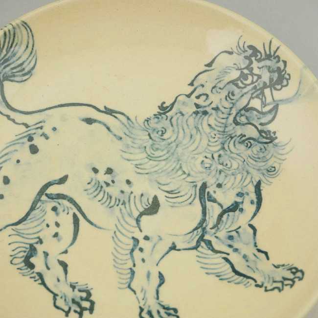 楽天市場】京焼 清水焼 染付鳥獣戯画 唐獅子画銘々皿 陶仙 : 京焼