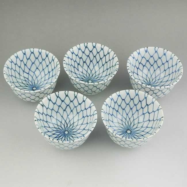 楽天市場】京焼 清水焼 染付青網汲出碗揃 芳山 : 京焼清水焼専門店 松韻堂