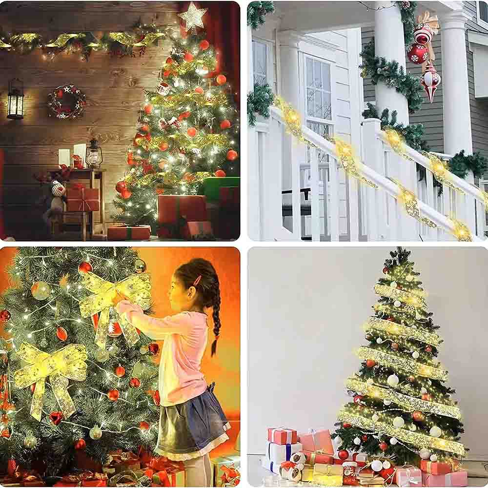 楽天市場】クリスマスリボン イルミネーションライト 5M 50LED 電池式