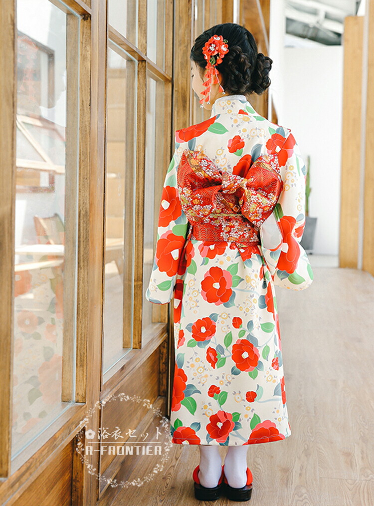 楽天市場】浴衣 椿 花柄 可愛い 女の子 子供 春 130 つばき 浴衣