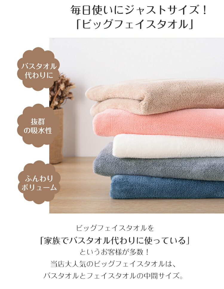 楽天市場】ビッグフェイスタオル マイクロファイバー 4枚セット