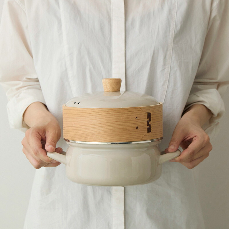 楽天市場】【即納】富士ホーロー せいろ付きホーロー鍋 18cm ホワイト