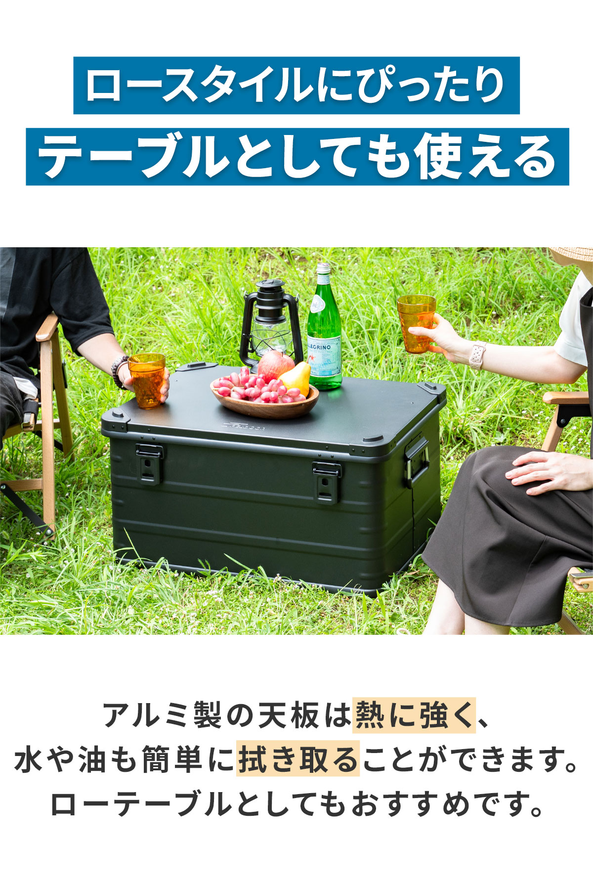 楽天市場】FIELDOOR アルミ コンテナボックス 蓋付き マットブラック M