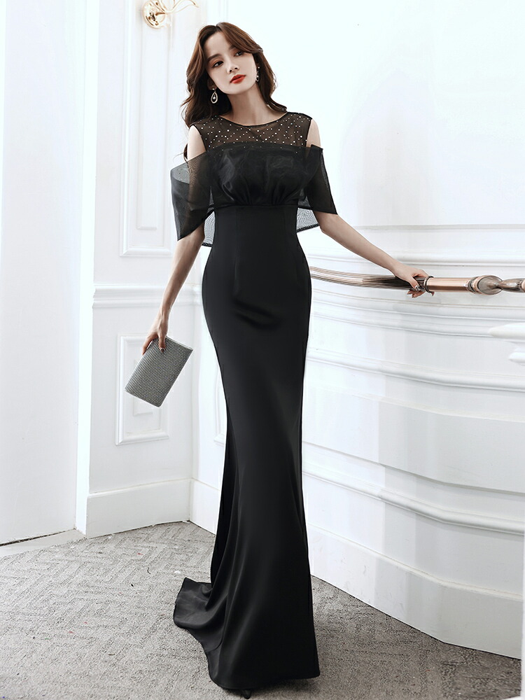 楽天市場】カラードレス マーメイドドレス ブラック 黒 ウェディング