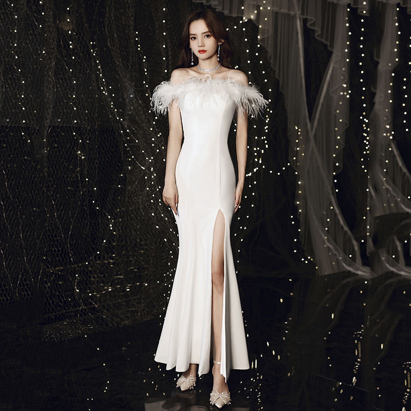 楽天市場】カラードレス パーティードレス イブニングドレス ホワイト