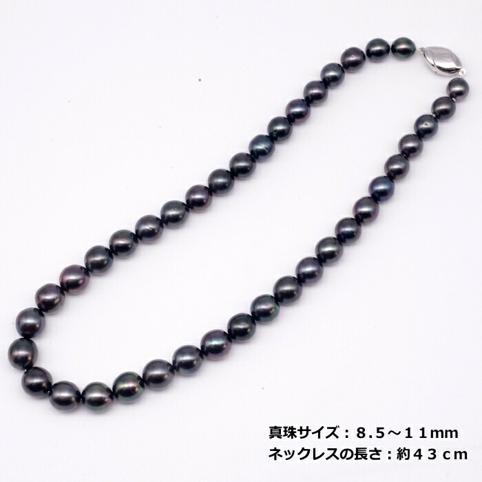 楽天市場】黒蝶 真珠 ネックレス 8.5～11mm ブラック系 パール