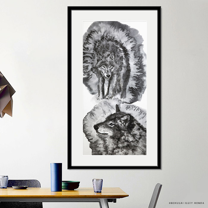 楽天市場】【マラソン限定クーポン】 本田一誠 狼水墨画【気】革新的な