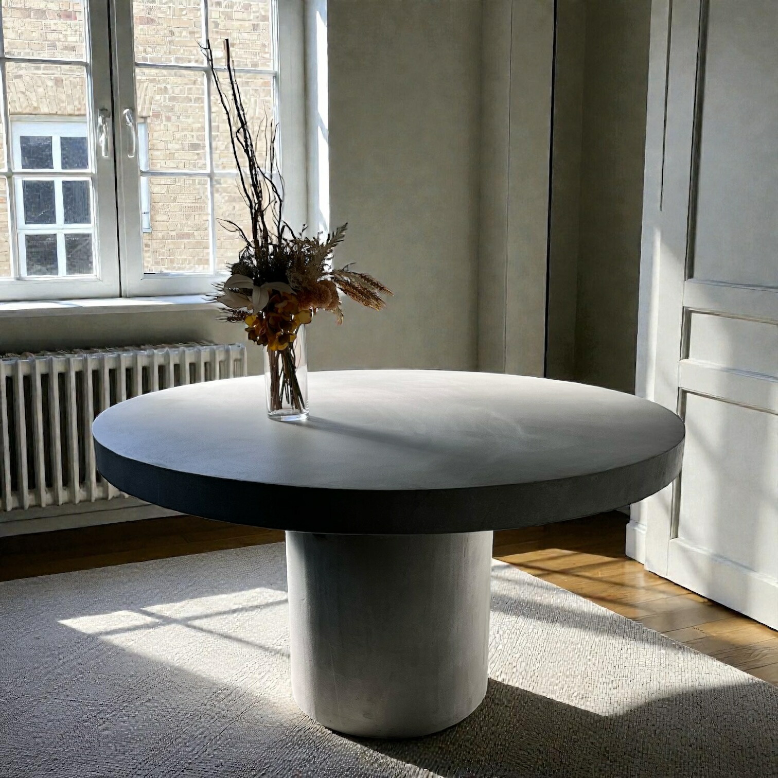 楽天市場】モルタル テーブル 照明付き 丸テーブル 無機質 インテリア