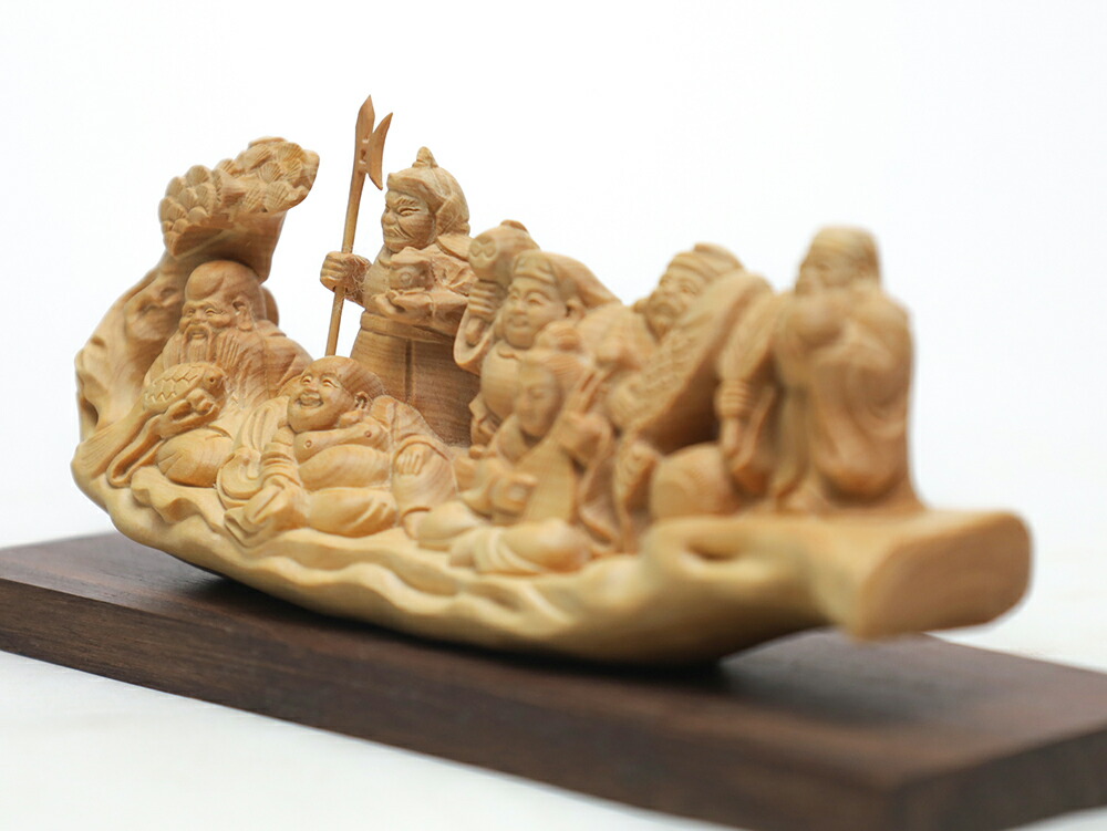 七福神木製彫刻セット ガラスケース付き 七福神木製彫刻セット ガラス