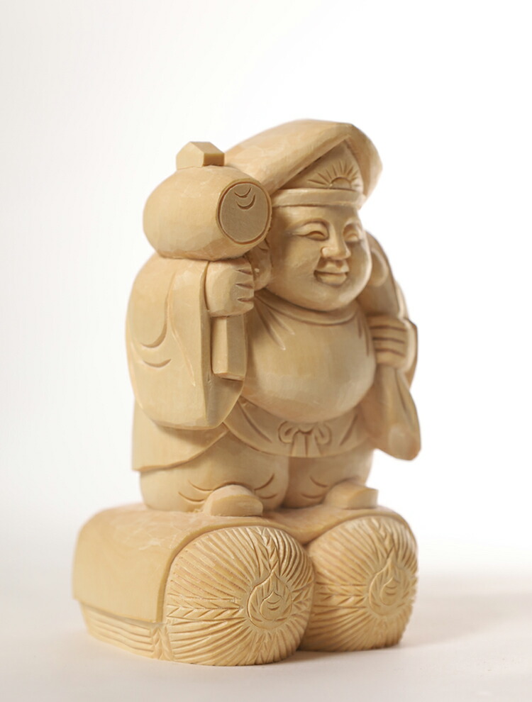 楽天市場】【総高13cm】大黒様 木彫り 置物 一刀彫 / 素材：桧（大黒天