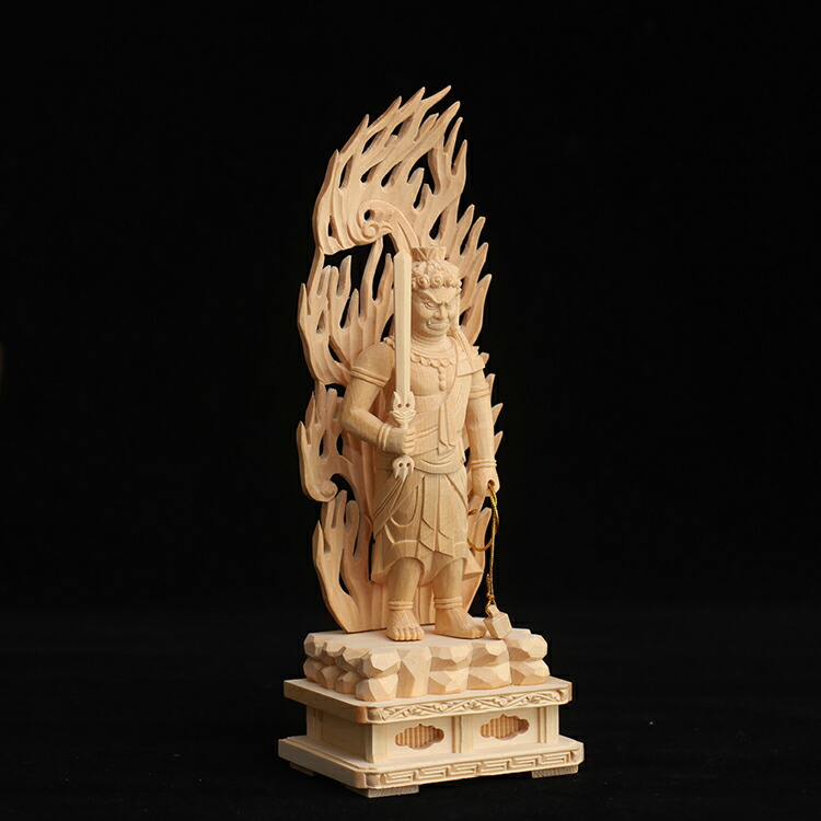 楽天市場】【総高21cm】不動明王 木彫 仏像 一刀彫 / 素材：桧（縁起物