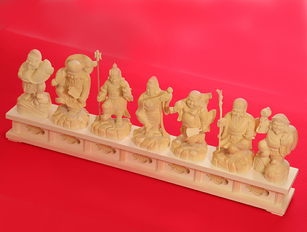 楽天市場】【横幅67cm】木彫り 七福神 置物 一刀彫 / 素材：ひのき