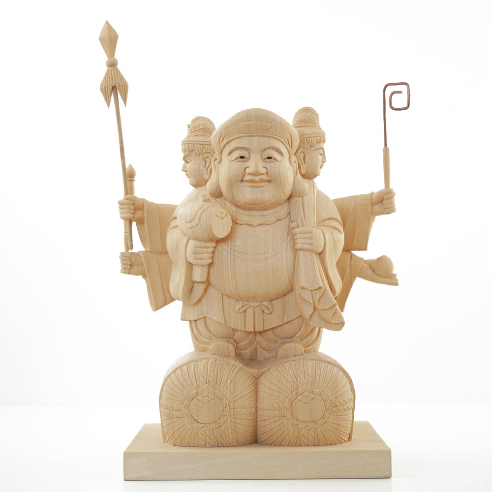 楽天市場】三面大黒天 木彫り 仏像 置物仕様：無垢 / 素材：桧 : 津山