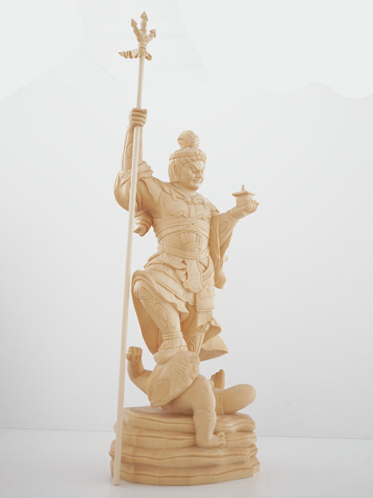 楽天市場】毘沙門天 木彫り 仏像 置物 『一刀彫 / 素材：桧』 : 津山