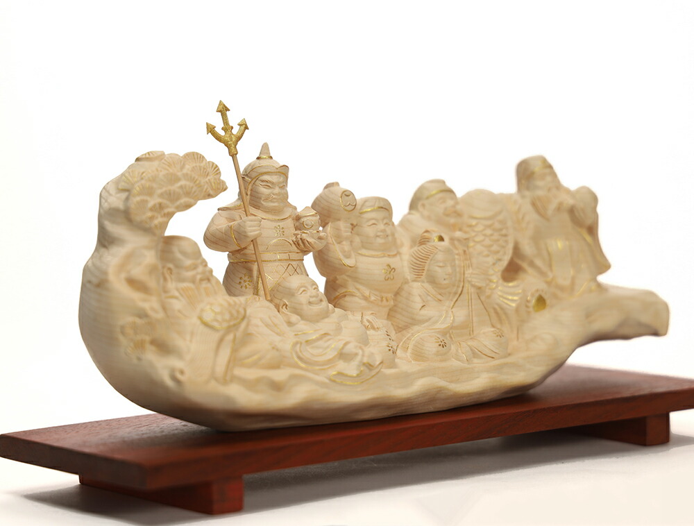 楽天市場】【横幅30cm】七福神 木彫リ 縁起物 福の神 置物一刀彫