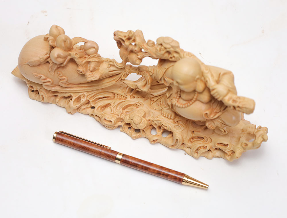 楽天市場】【横幅21cm】布袋様 木彫り 置物 一刀彫 / 素材：柘植