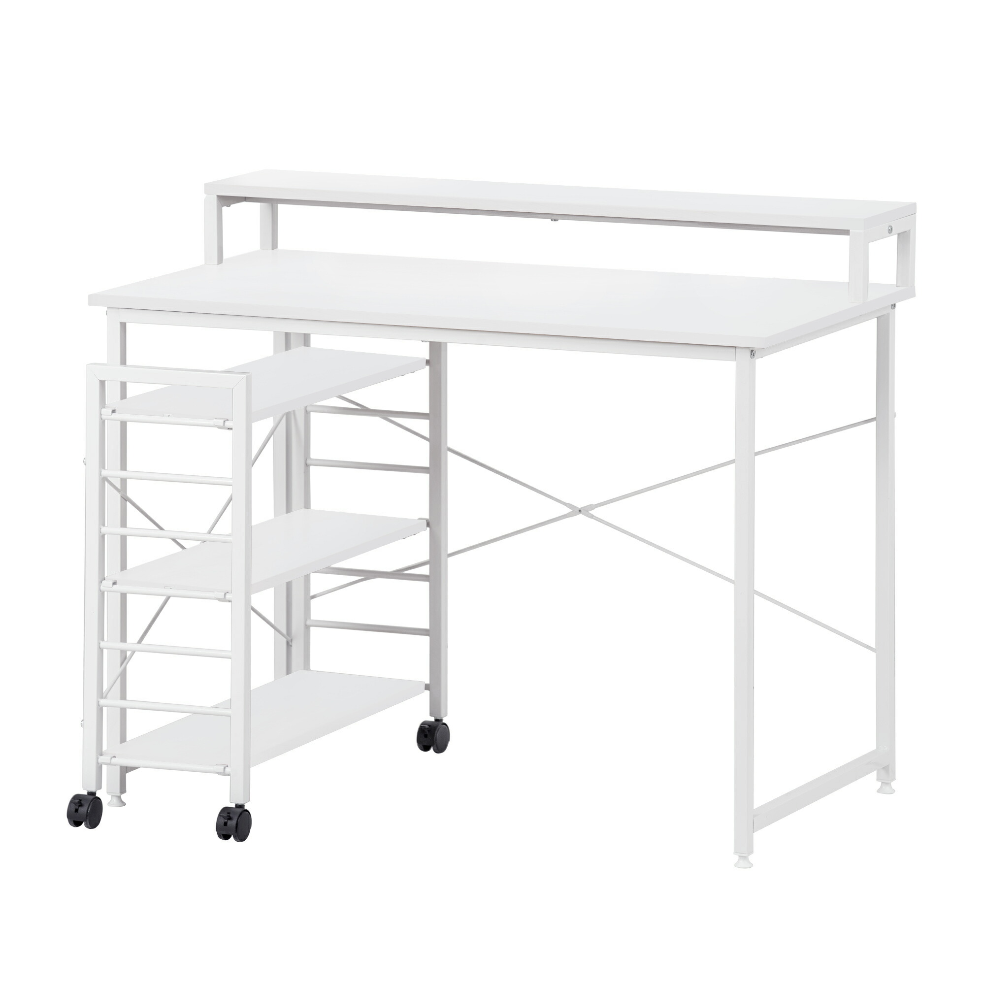 楽天市場】パソコンデスク キャスター付き 移動可能ラック付き デスク