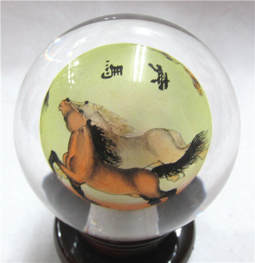 楽天市場】水晶玉内面繪画置物 中国工芸品 インテリア小物 新築 飾り物