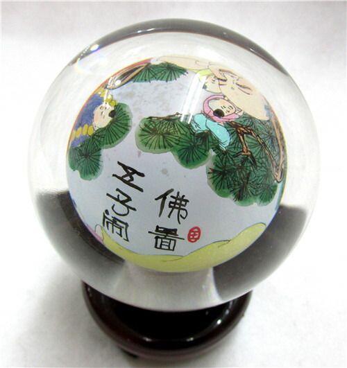 楽天市場】水晶玉内面繪画置物 中国工芸品 インテリア小物 新築 飾り物