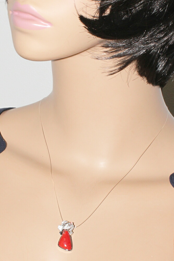 楽天市場】ペンダントトップ K18WG サンゴ(珊瑚) ダイヤ0.18ct