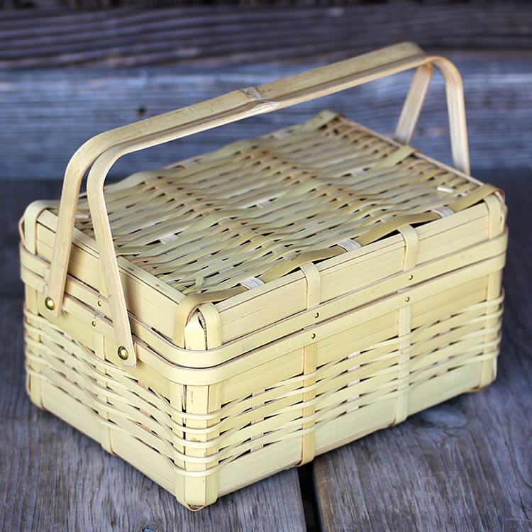 楽天市場】白竹ピクニックバスケット(小) 竹 弁当箱 ランチボックス