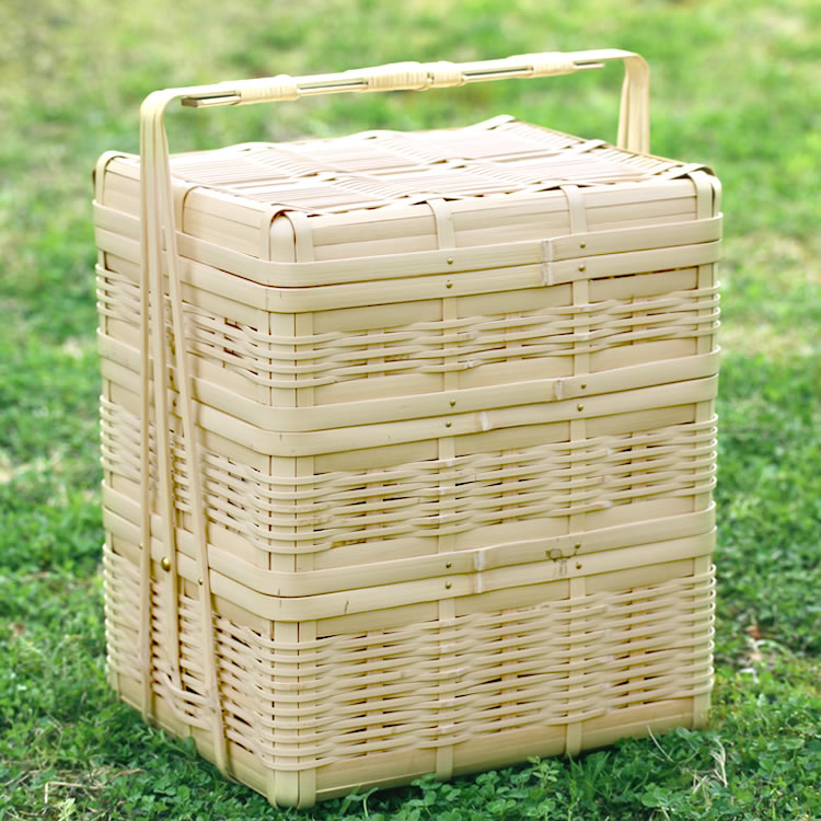 楽天市場】白竹三段ピクニックバスケット 竹 弁当箱 ランチボックス 3