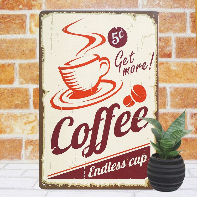楽天市場】ブリキ看板 アンティーク レトロ風 コーヒー 5c インテリア