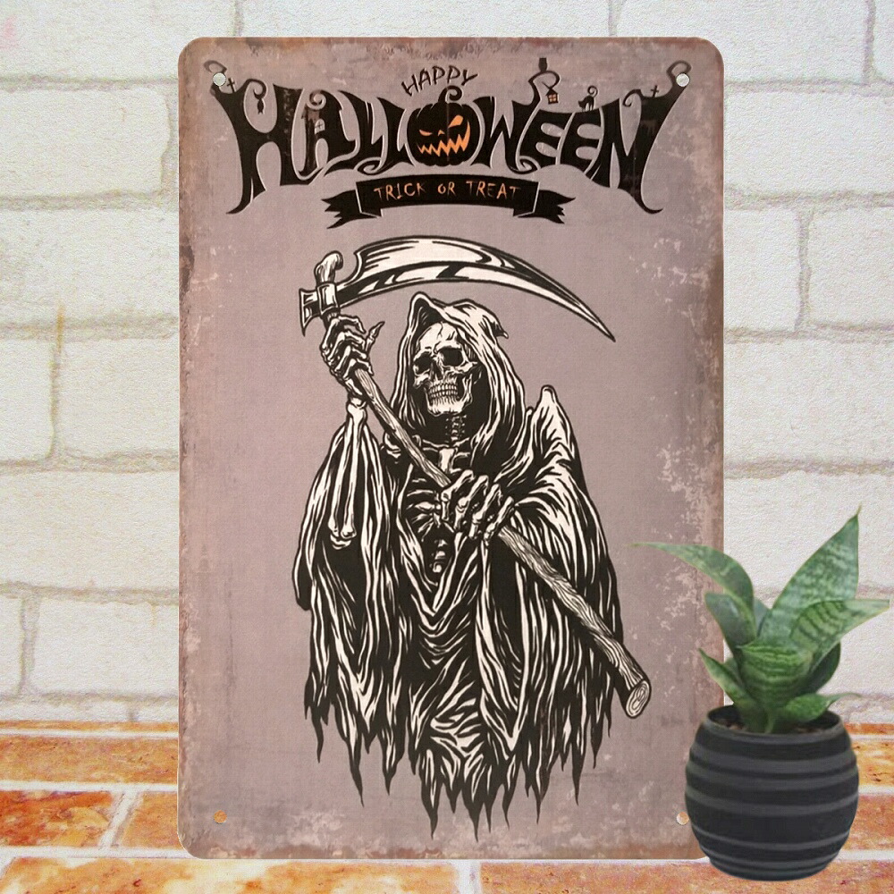 楽天市場】ハロウィン 飾り ブリキ看板 死神 ガイコツ 雑貨 グッズ