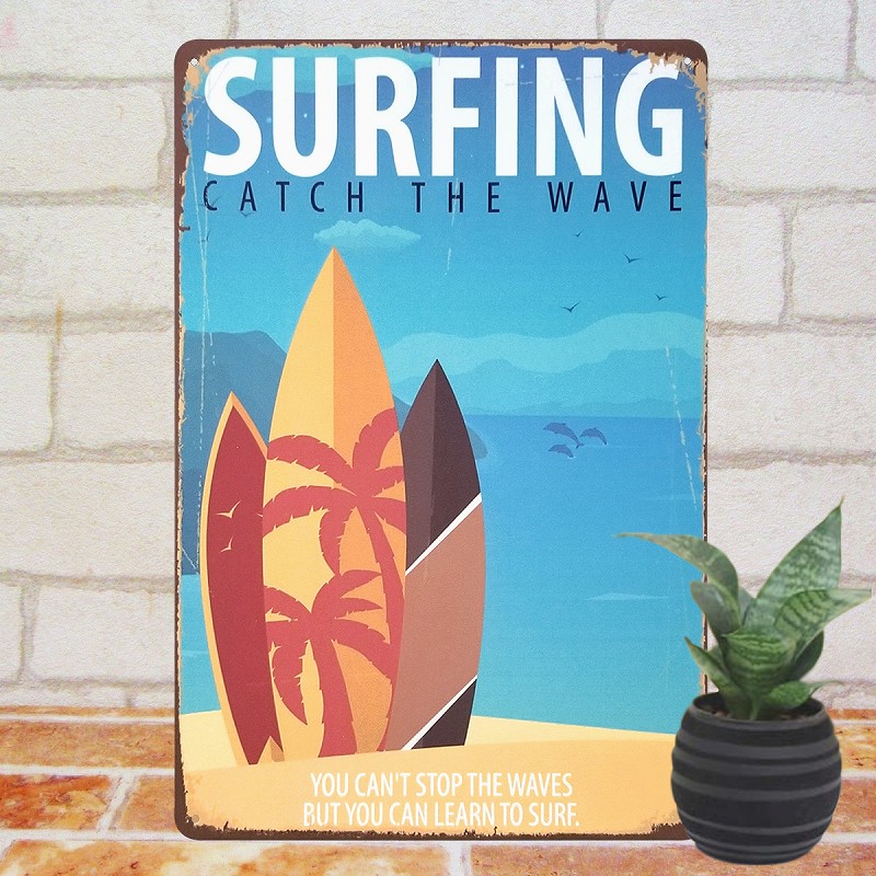 楽天市場】絵画 海 インテリア ブリキ看板 サーフィン cw 夏 ビーチ