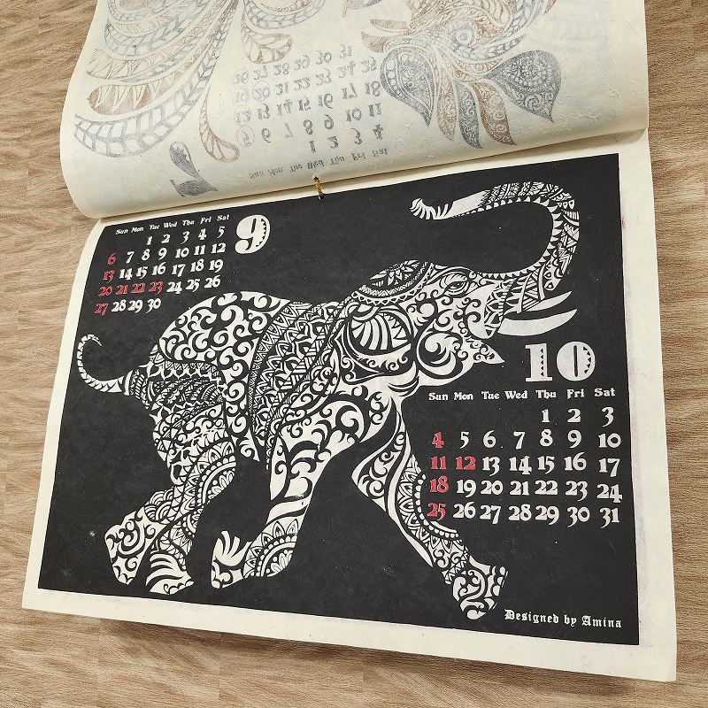 楽天市場】カレンダー 動物 2026 A3 トライバルタトゥー 黒 46