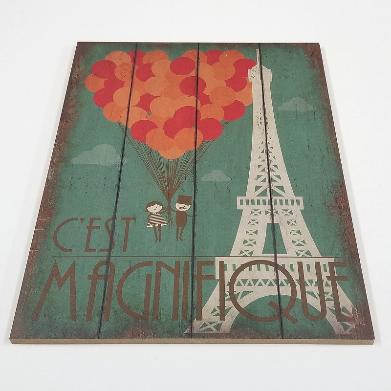 楽天市場】アートパネル 木製 カフェ 緑 木製看板40 エッフェル塔