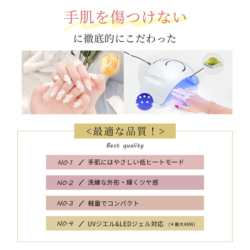 楽天市場】【楽天1位獲得・高評価☆4.66！】 LED UV ネイルライト 48W