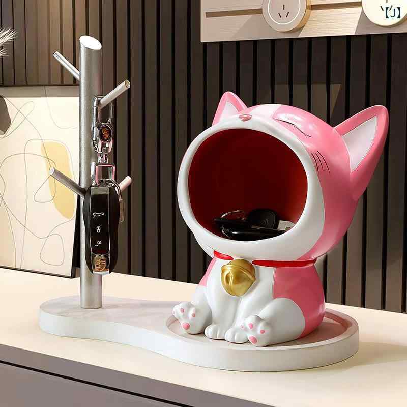 楽天市場】置物 招き猫 かわいい 大口猫 樹脂工芸品 オブジェ 卓上