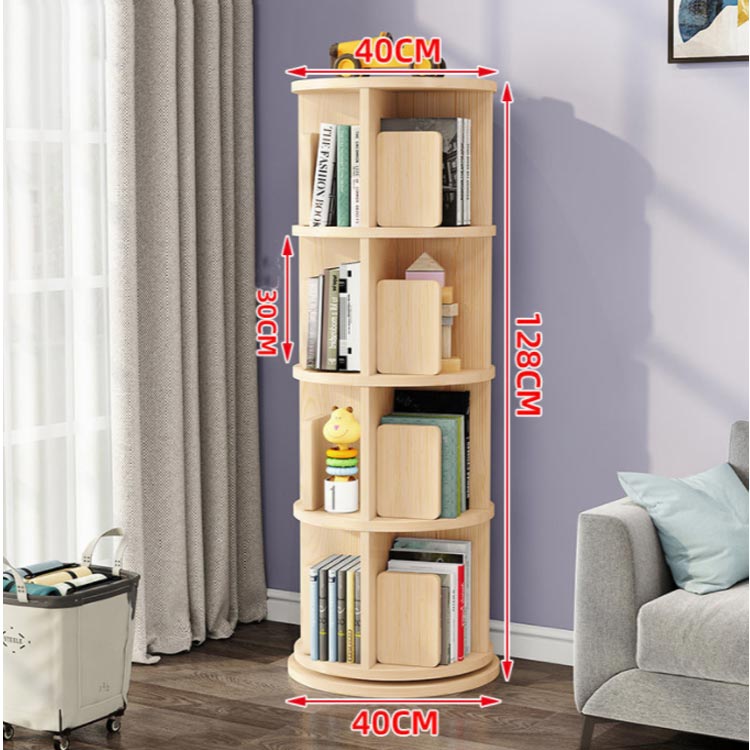 楽天市場】木製収納棚 回転式本棚 漫画 回転 4段 天然木 木製絵本棚