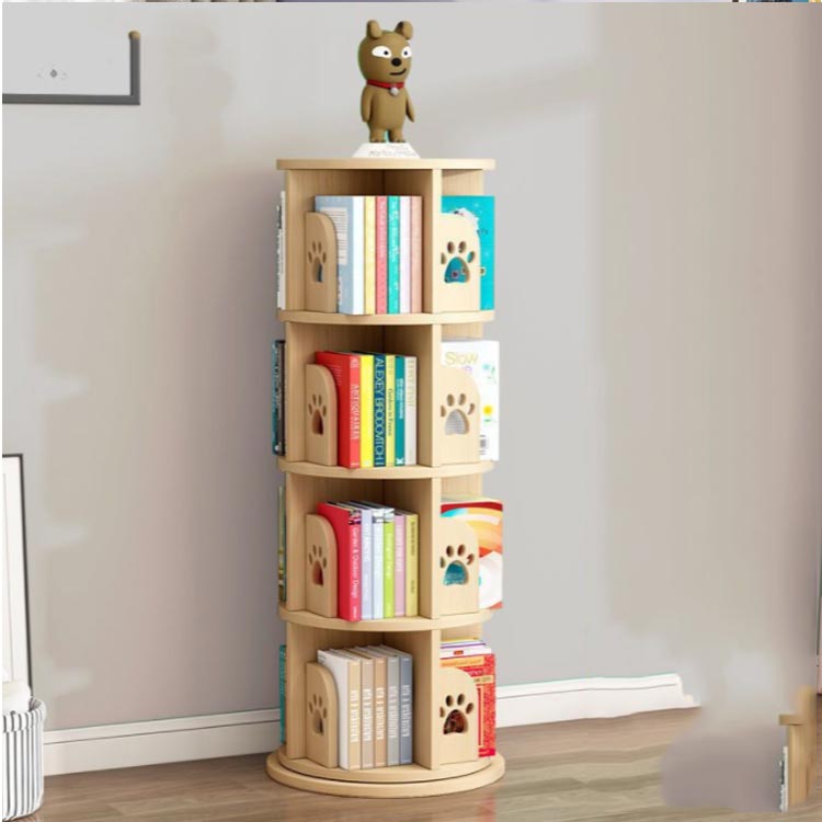 楽天市場】木製収納棚 回転式本棚 漫画 回転 4段 天然木 木製絵本棚