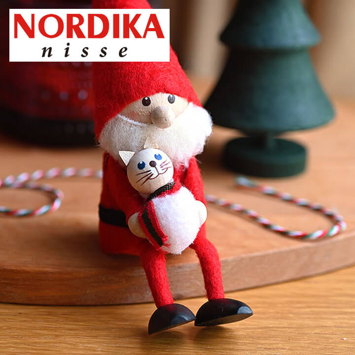 楽天市場】【送料無料】 ネコを抱えたサンタ ノルディカニッセ ニッセ