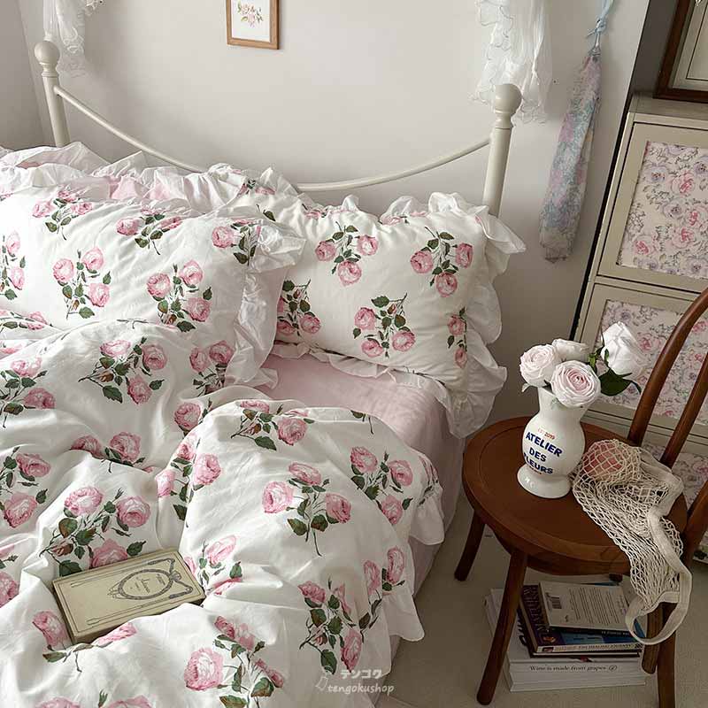 楽天市場】送料無料 全4色 布団カバーセット 可愛い 花柄 リーフ