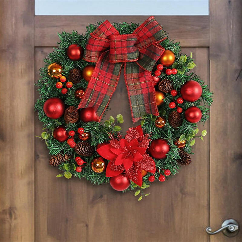 楽天市場】クリスマスリース 花輪 40cm フラワーリース 松ぼっくり 杉