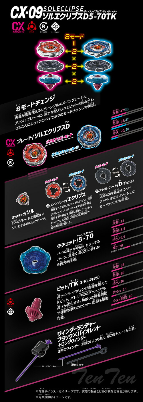 楽天市場】BEYBLADE X CX-09 スターター ソルエクリプスD5-70TK 【即納
