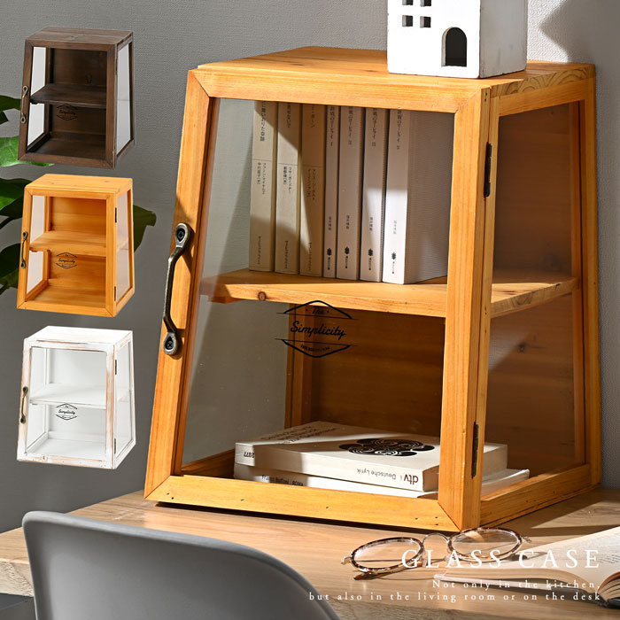 楽天市場】ガラスケース アンティーク 卓上 木製 ガラス 2段