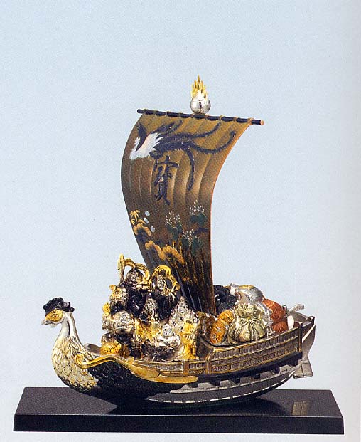 楽天市場】開運 鳳凰 七福神 宝船 合金製（H38cm、彩色）＜開運・幸運