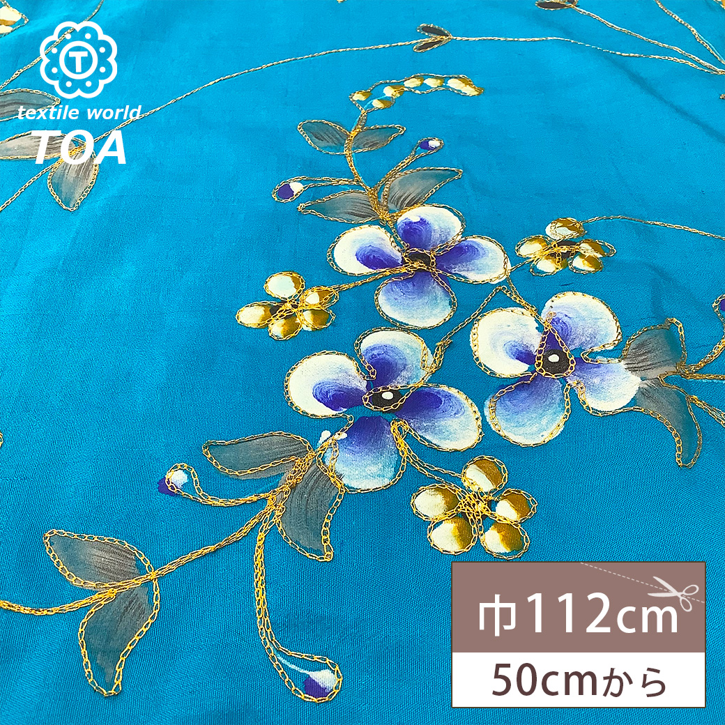 楽天市場】生地【 シルク生地 花柄 】 本絹 シルク100% 民族衣装生地